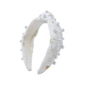 Slim Knot Embellished Headband, Coconut Boucle