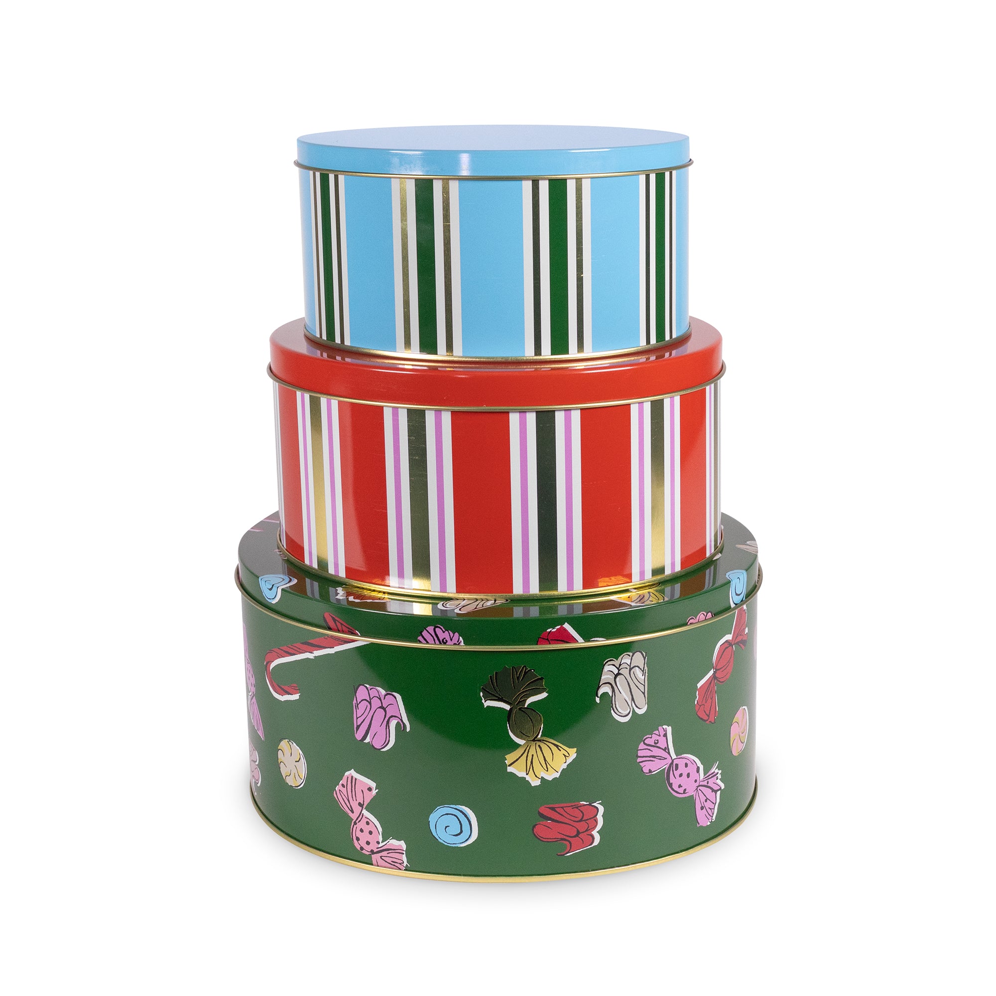 Cookie Tin Set of 3 - Round - HOLIDAY SWEETS