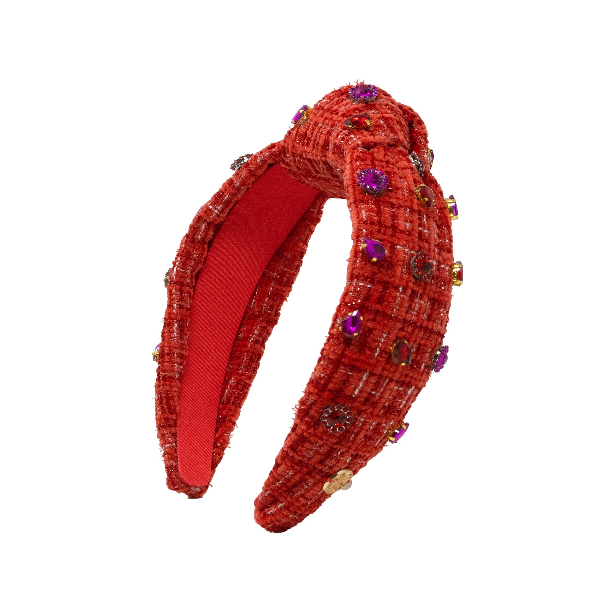 Slim Knot Embellished Headband, Strawberry Red