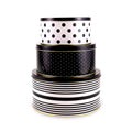 Cookie Tin Set of 3 - Round - BLACK DOT, Black Str