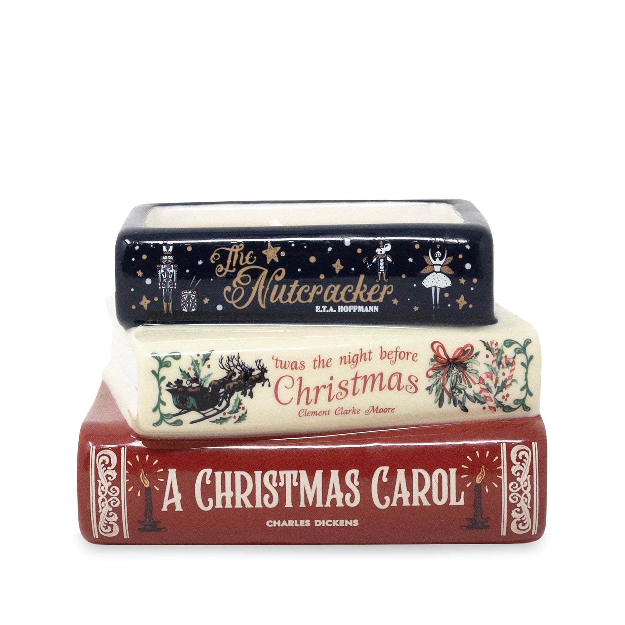 Stacked Books Candle - Holiday Classics