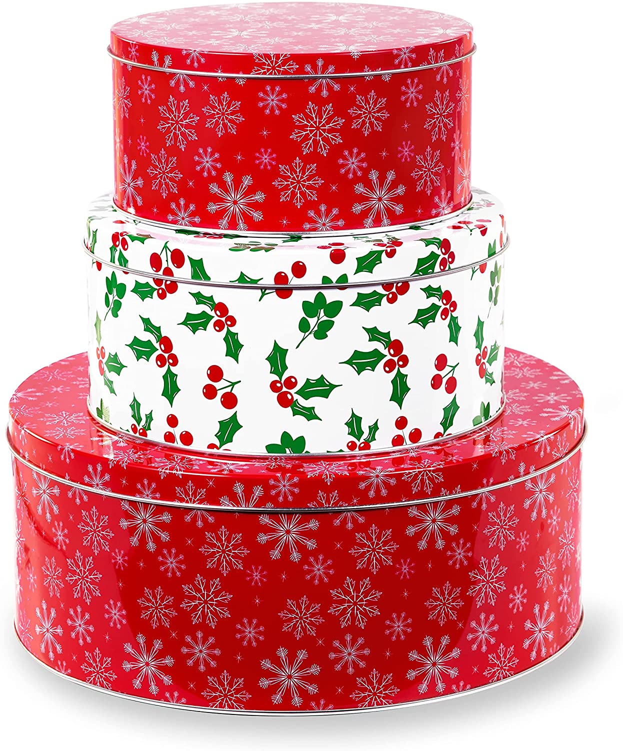 Cookie Tins, Snowflake and Holly (Set of 3)