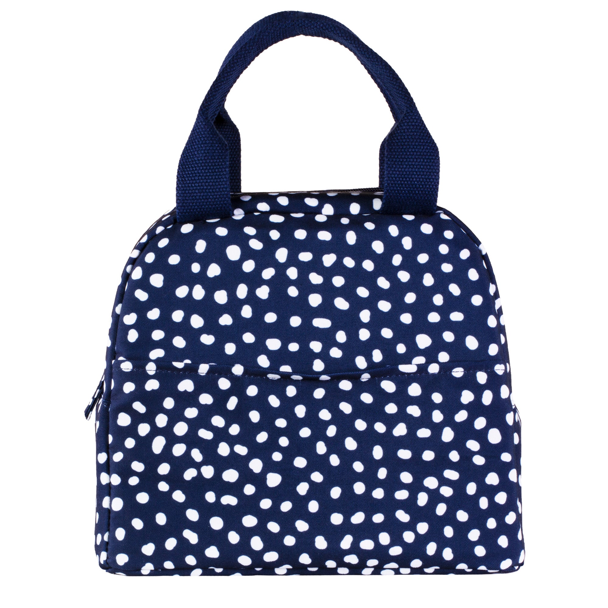 Small Lunch Tote, Navy Dot