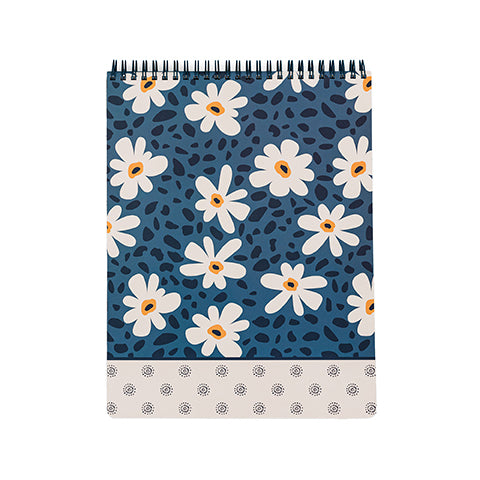 Large Top Spiral Notebook, Leopard Daisy