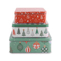 Square Cookie Tins (Set of 3), Ornaments and Trees