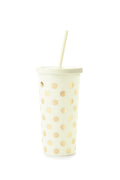 Tumbler with Straw, Gold Dots