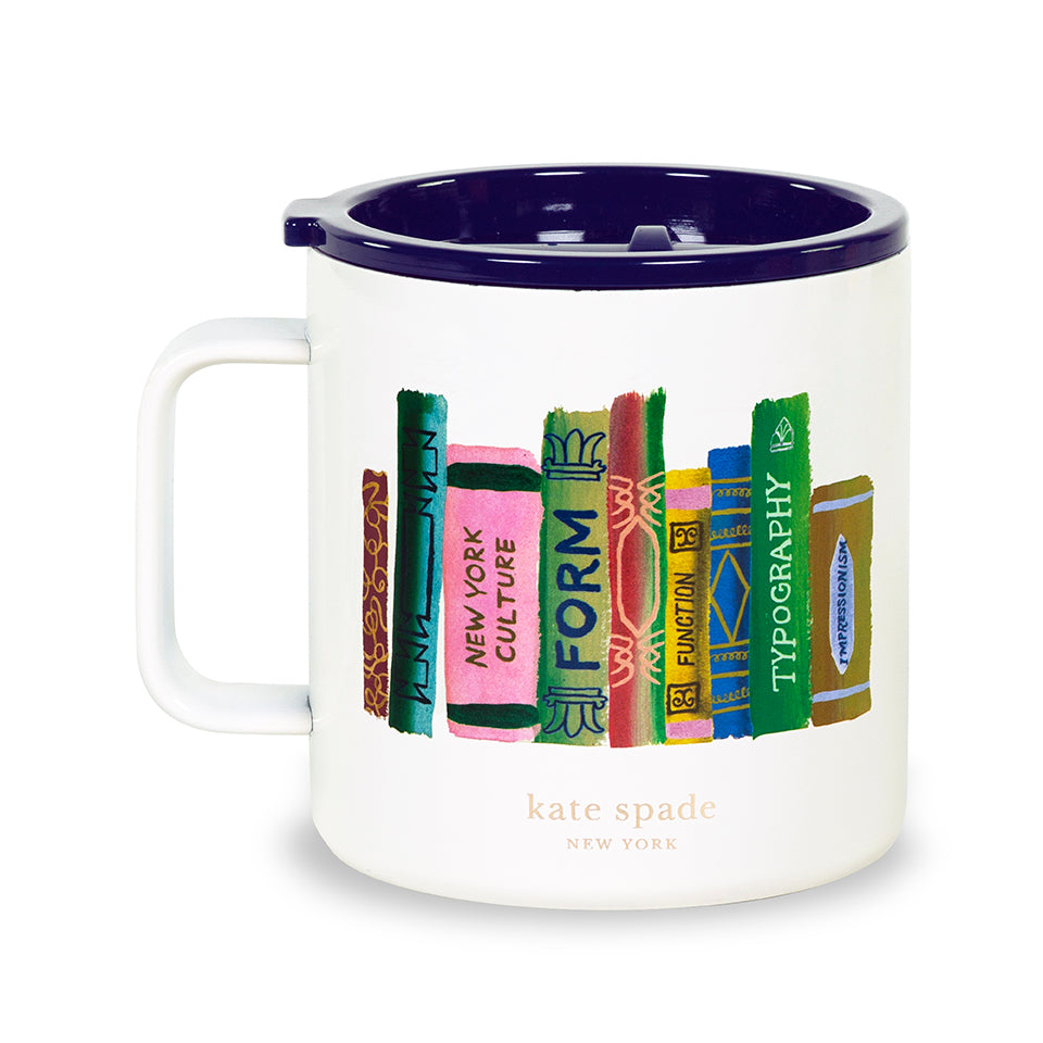 bookshelf stainless steel coffee mug
