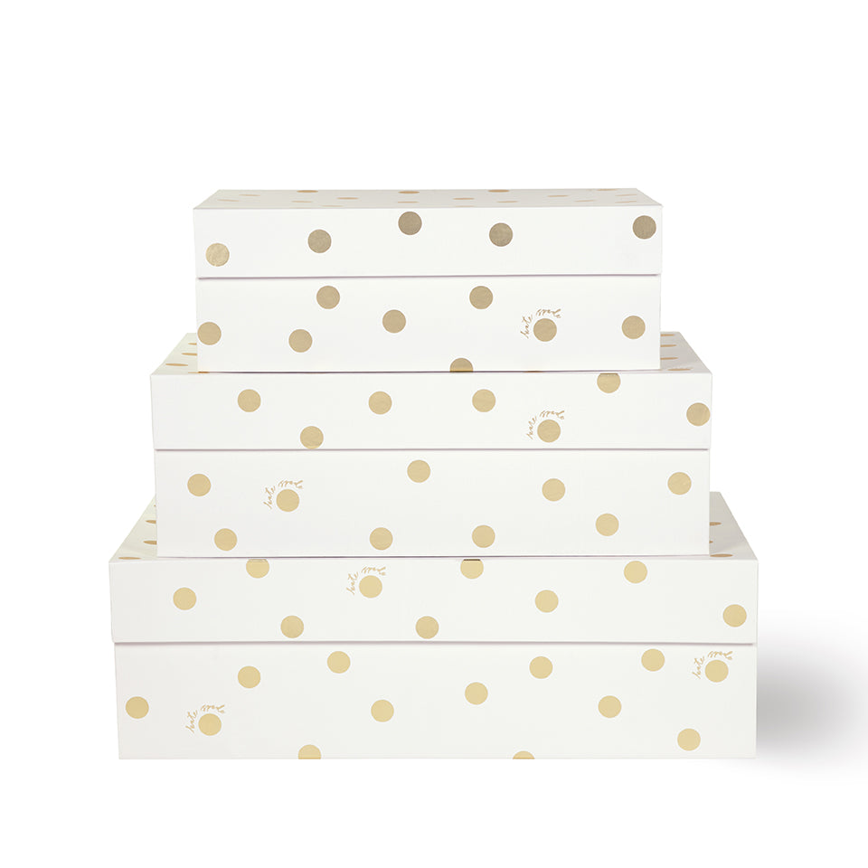 gold dot with script nesting box set