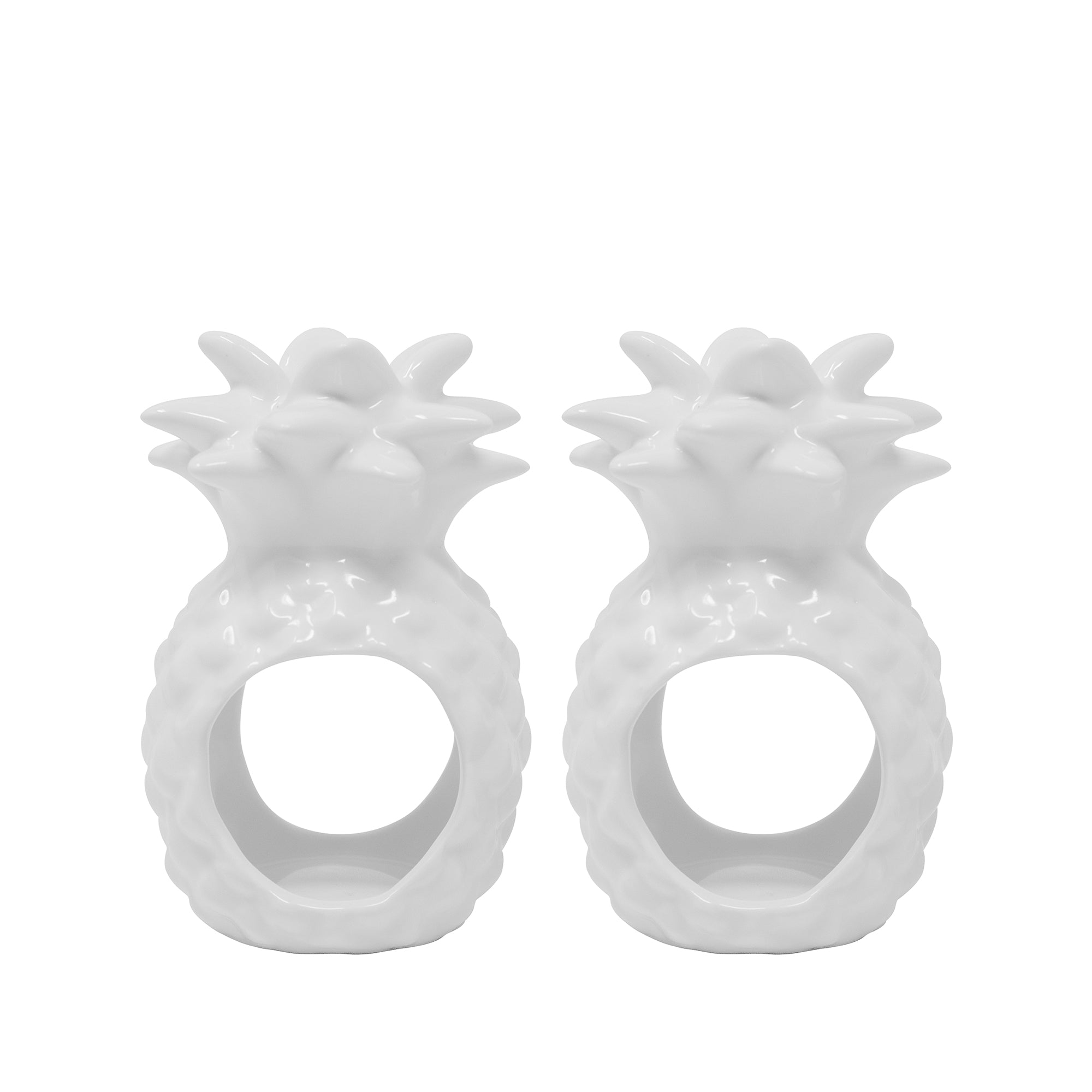 Ceramic Napkin Rings, Resort White (Pineapple)
