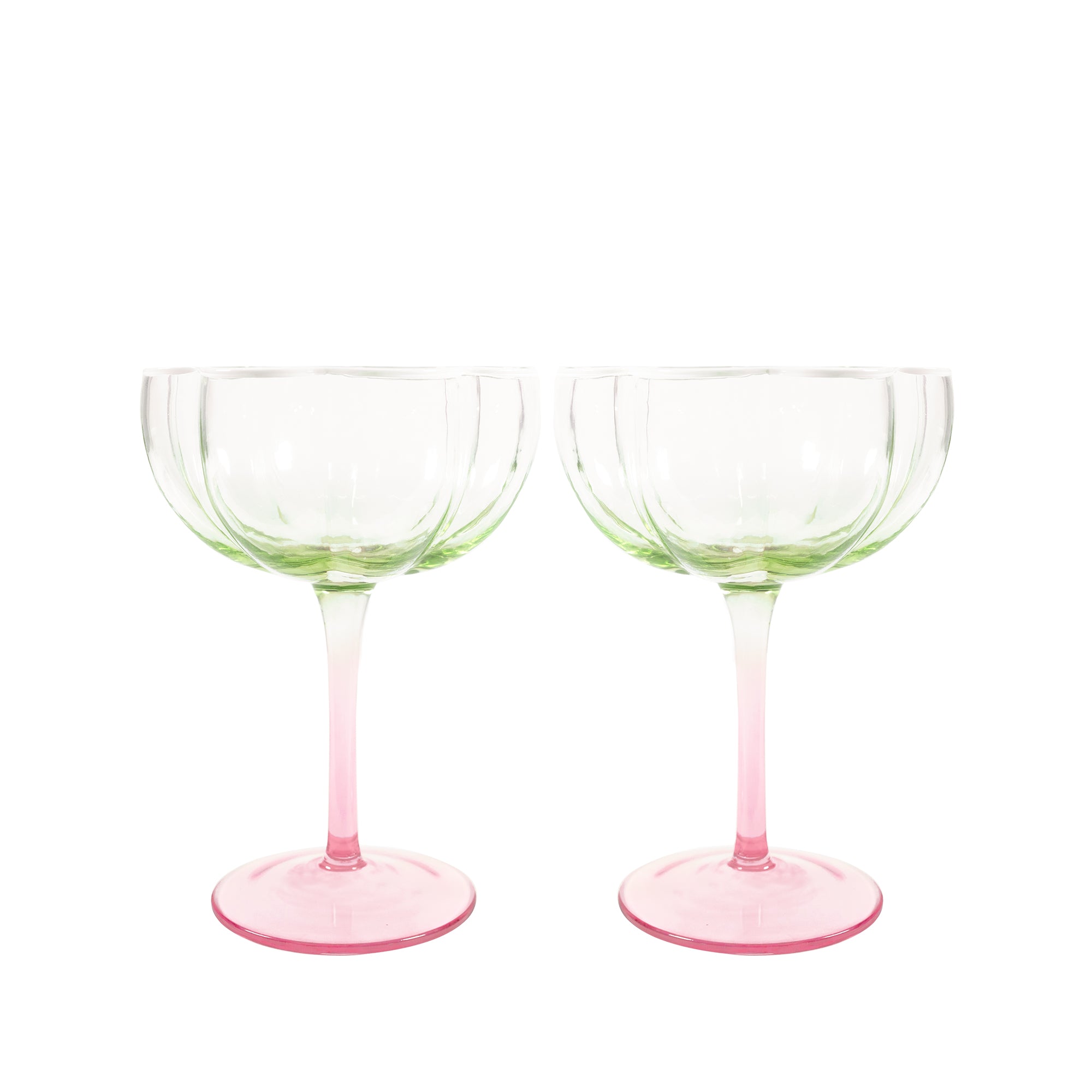 Coupe Glass Set, Jade Lime/Pink Muse Ombre