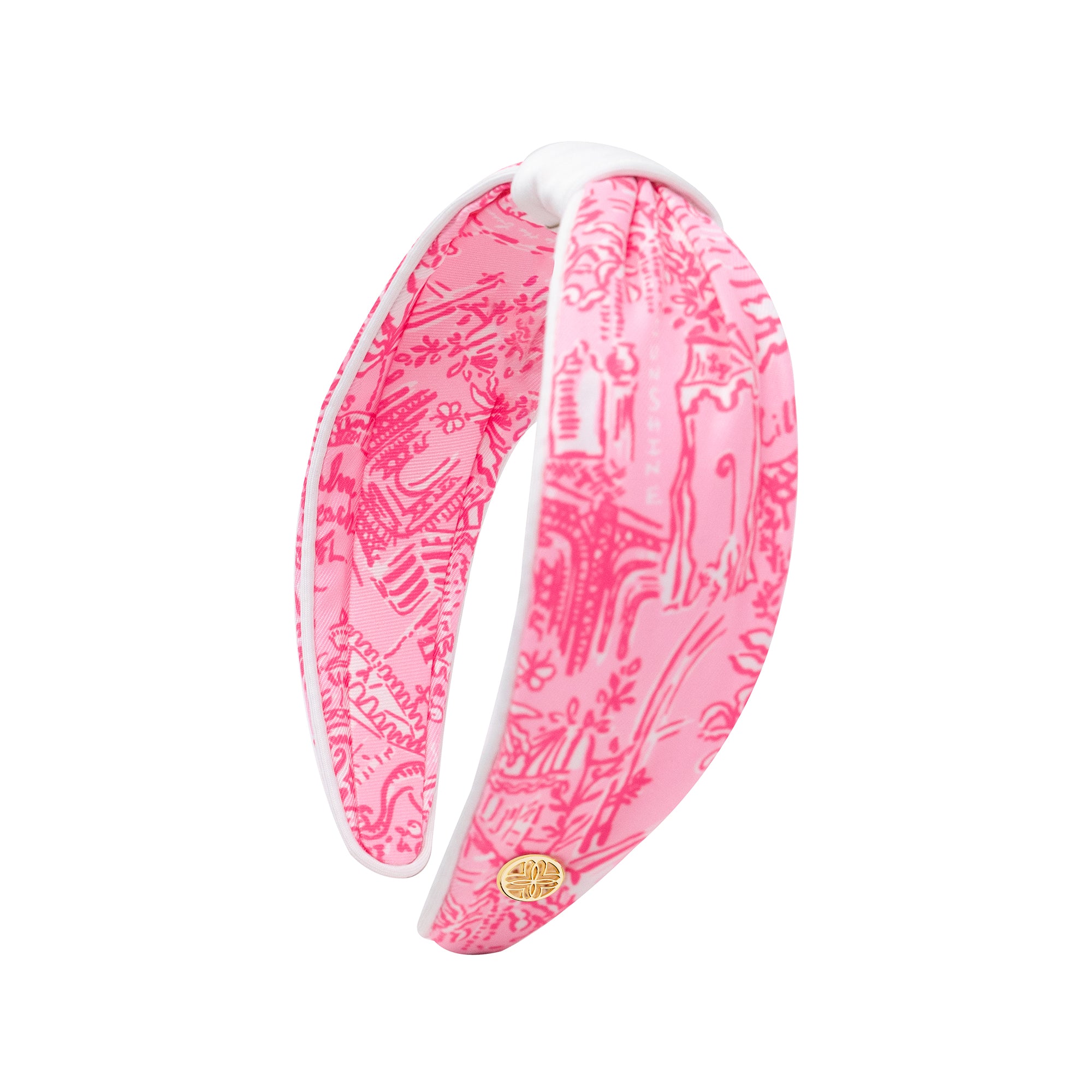 Low Knot Headband, Palm Beach Toile