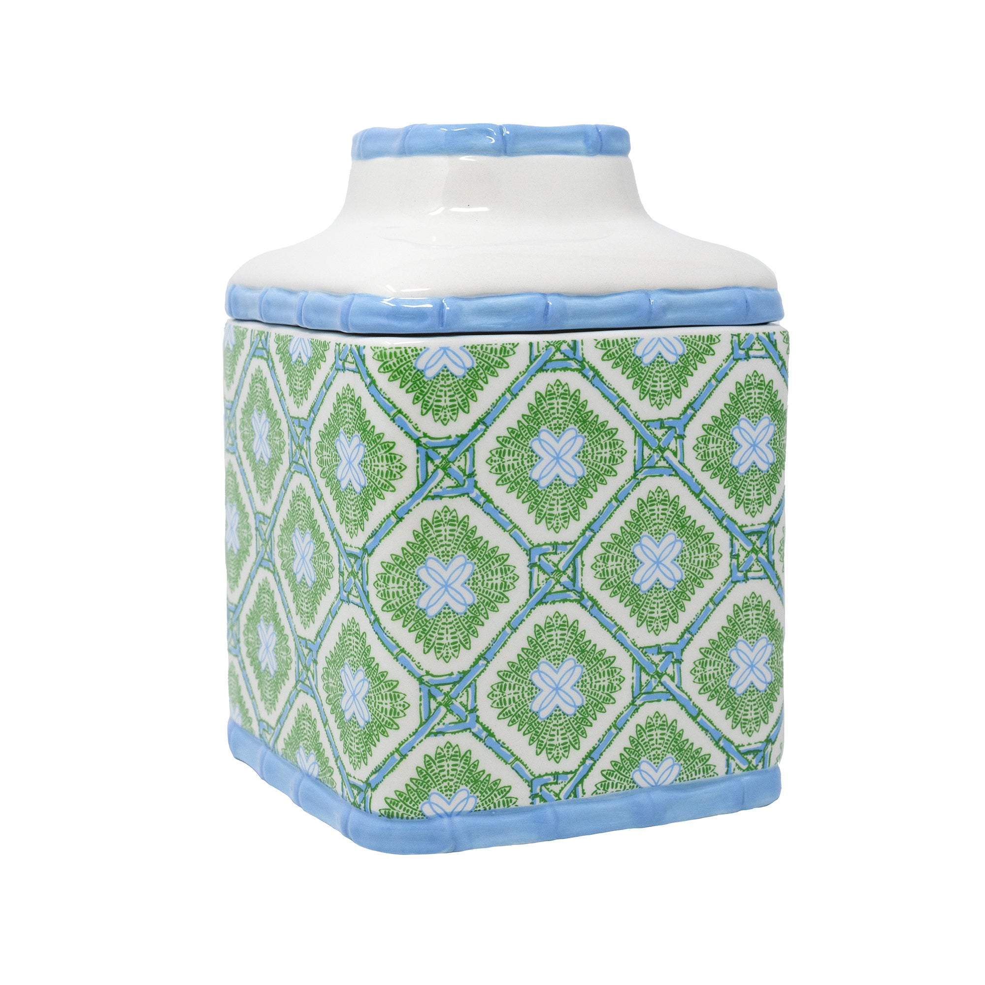 Tissue Holder, Bamboo Logo Trellis
