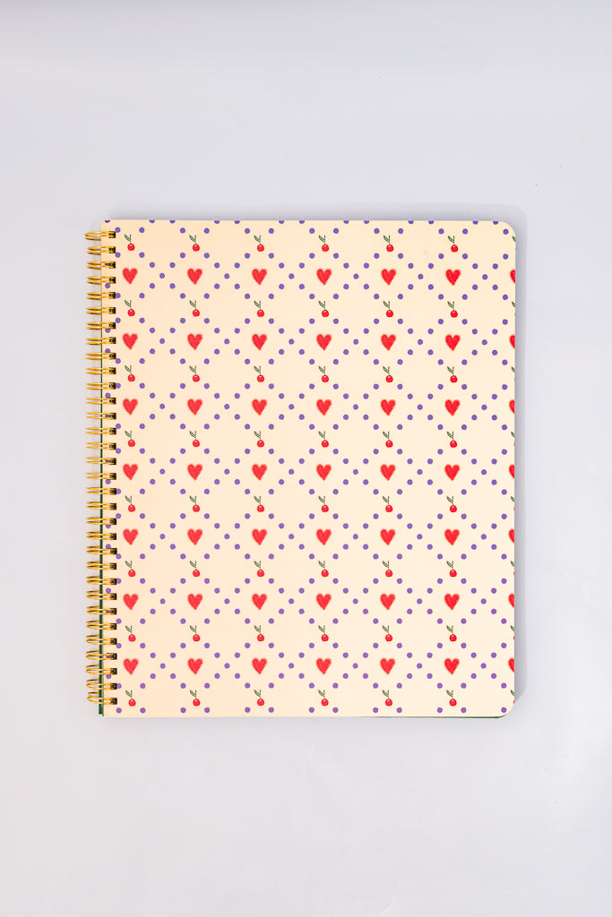 Rough Draft Large Notebook, Cherry Hearts