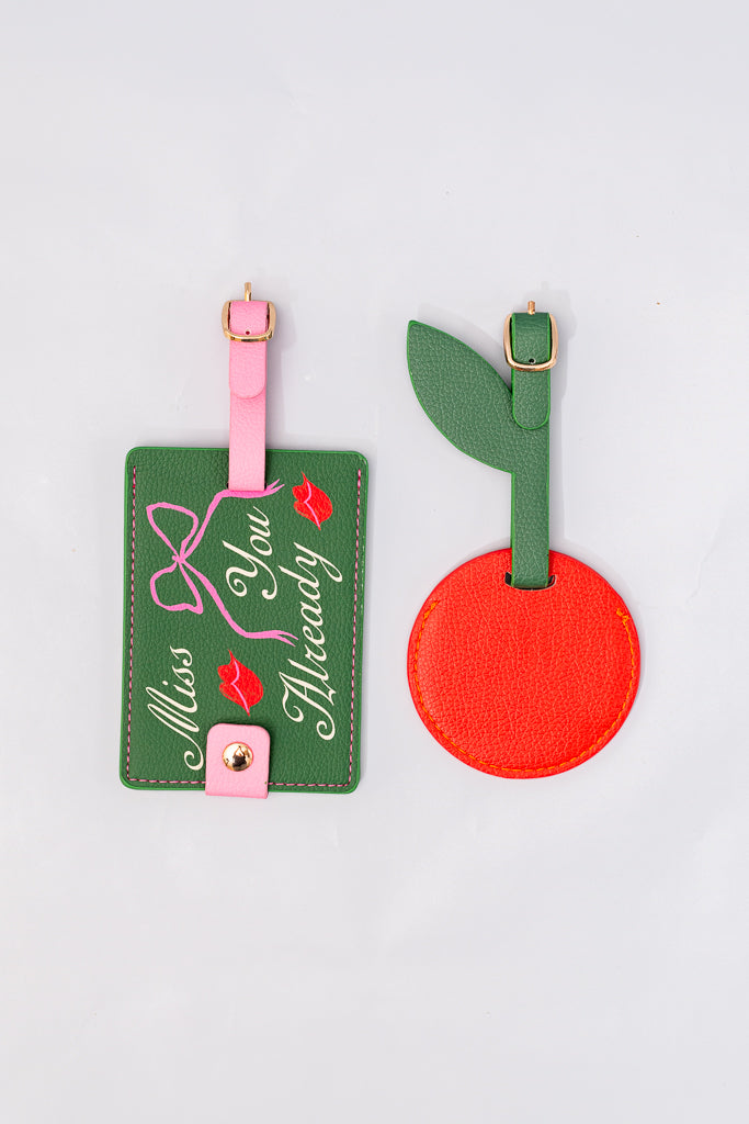Luggage Tag Set, Heart and Cherry