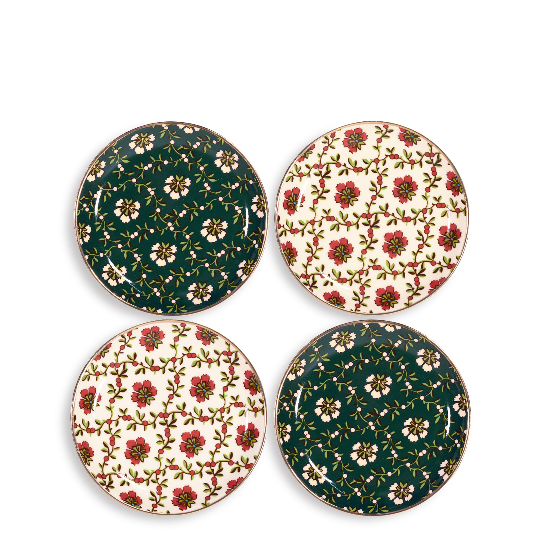 Ceramic Coaster Set, Mistletoe Lattice