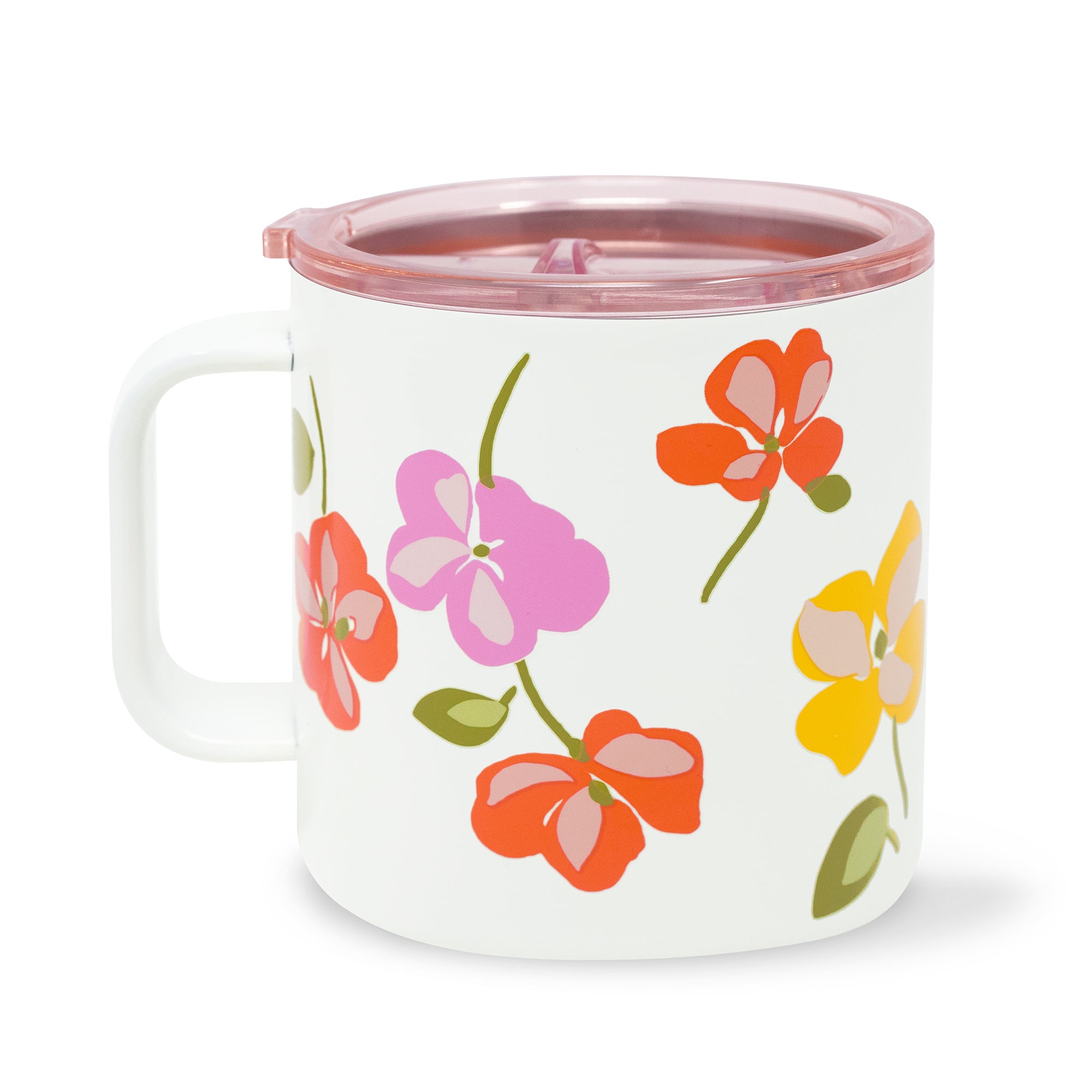 Stainless Steel Coffee Mug, Spring Pansies