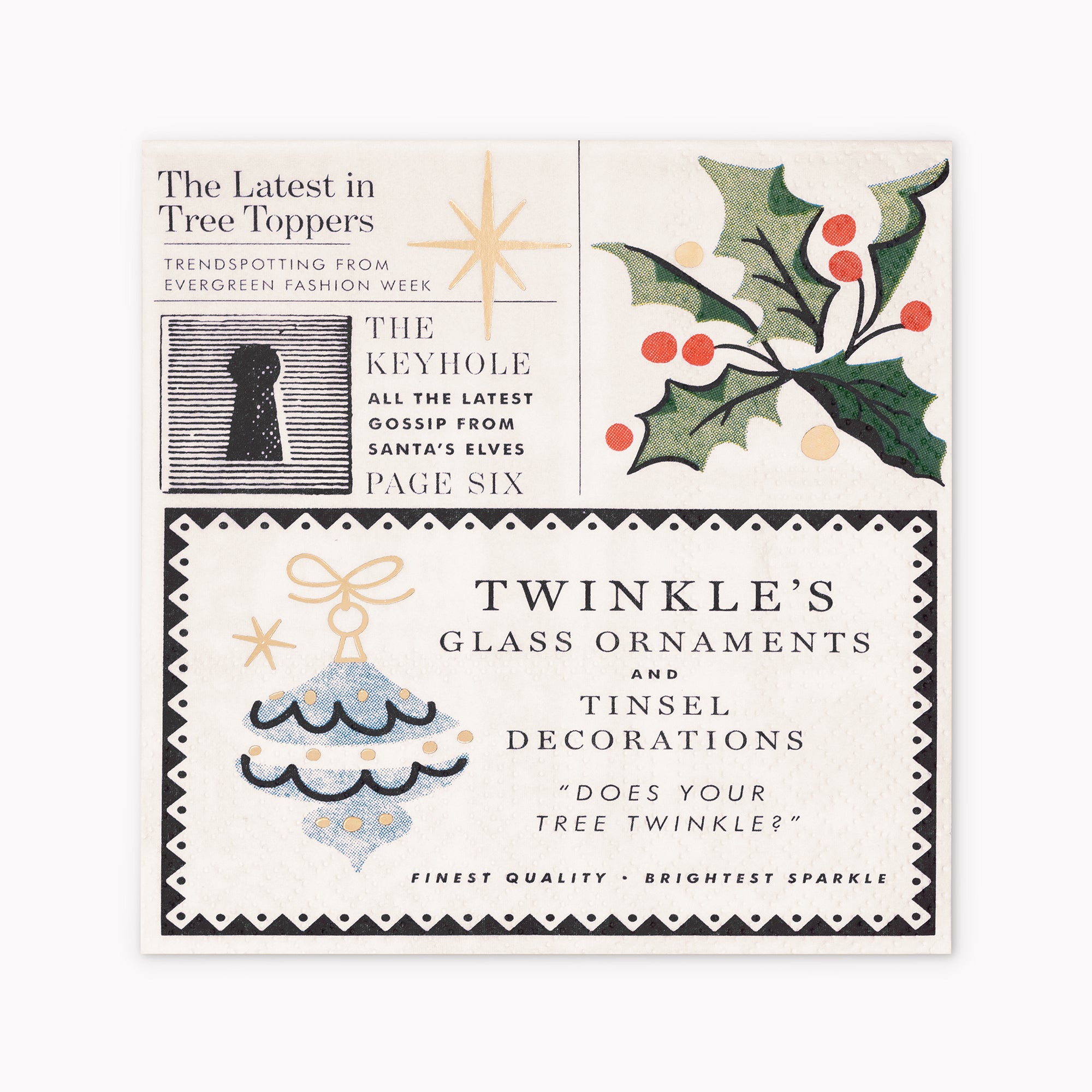 Cocktail Napkin Set of 40, Christmas Chronicle