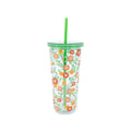 Acrylic Tumbler with Straw, Floral Cloud Dancer