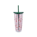 Acrylic Tumbler with Straw, Holiday Bow Stripe