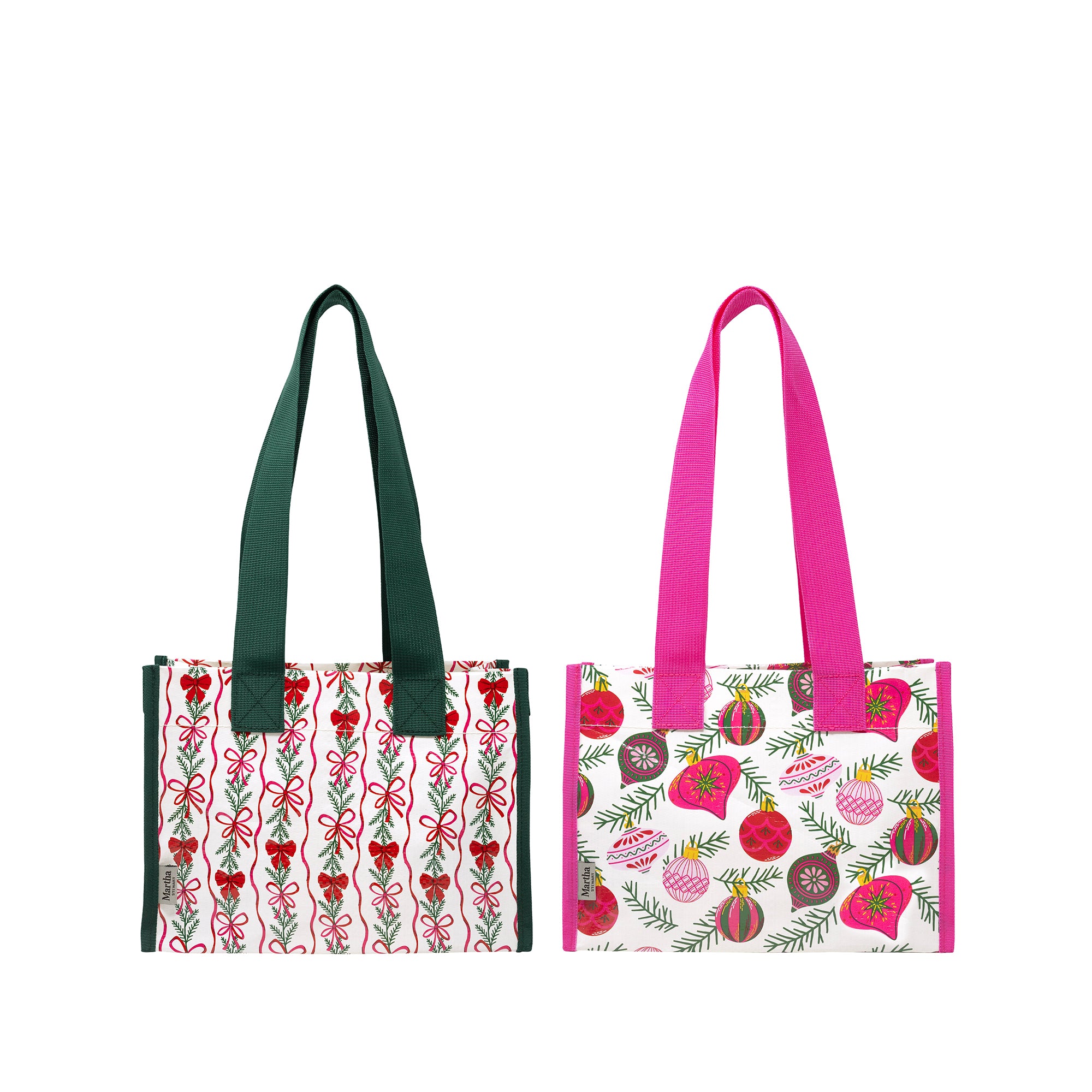 Mini Market Tote Set, Ornaments/Holiday Bow Stripe