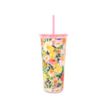 Acrylic Tumbler with Straw, Joyful Blooms