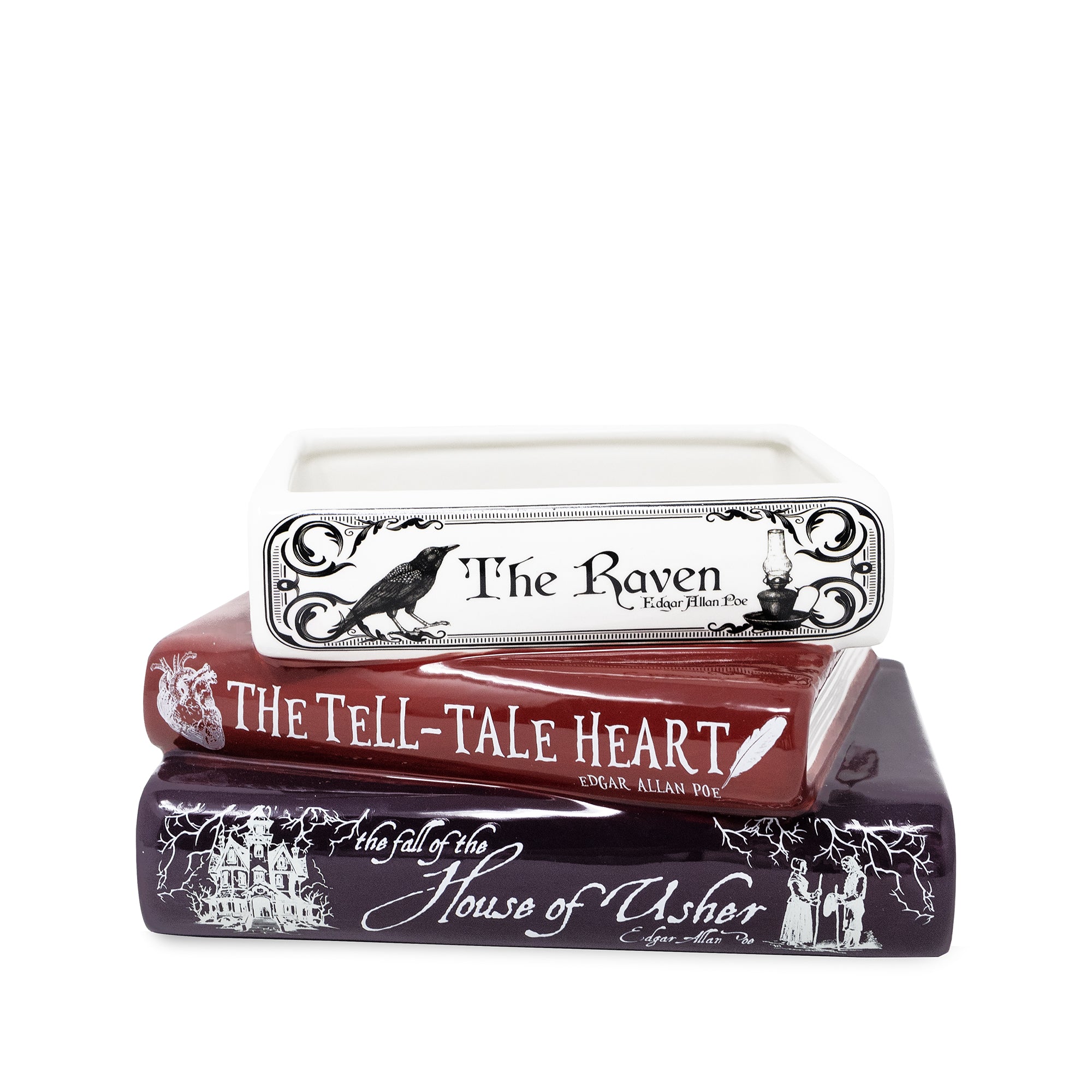Stacked Book Planter, The Raven
