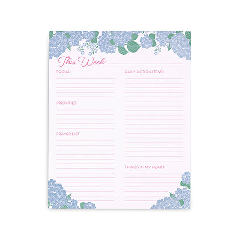 Planner Pad, Hydrangea