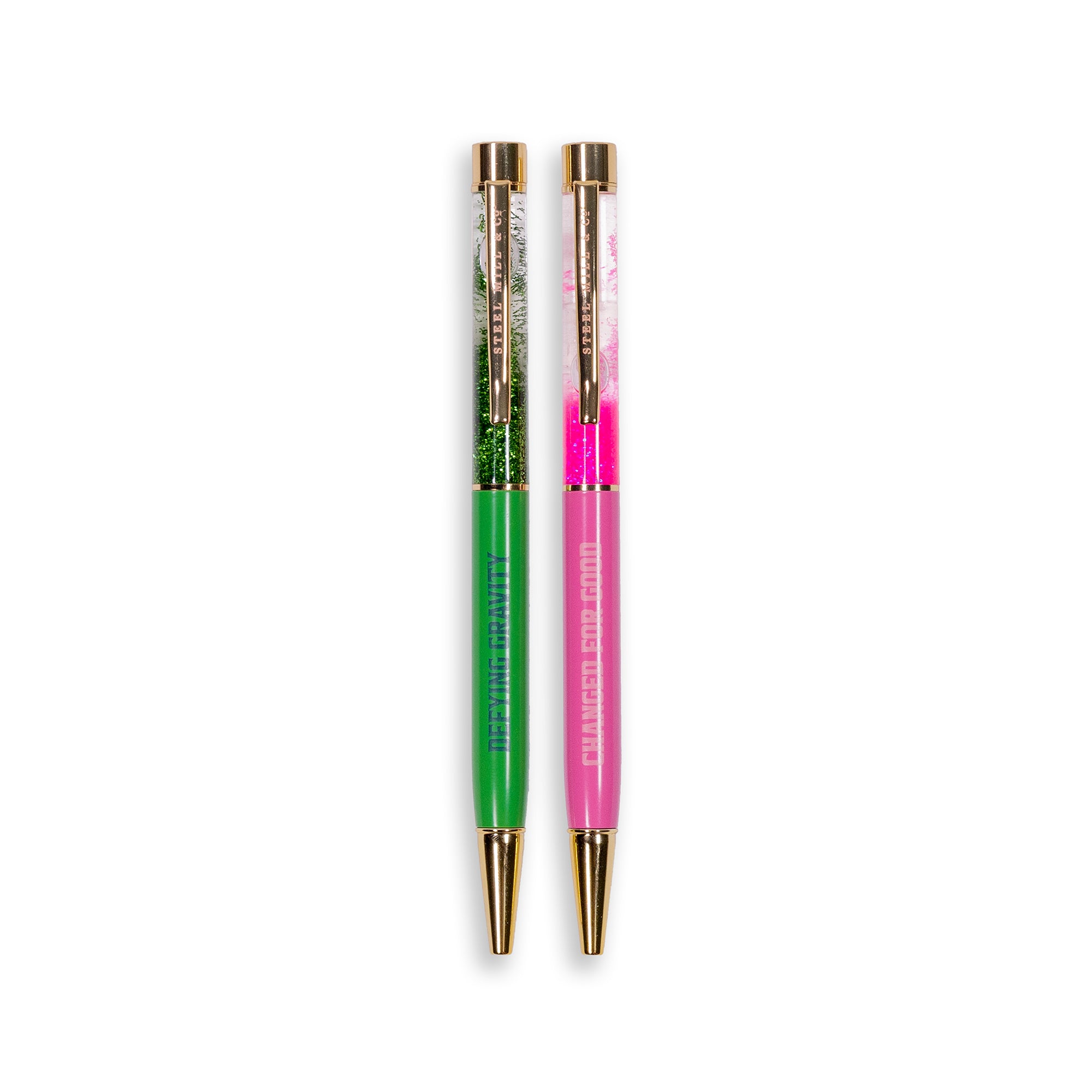 Glitter Bomb Pen Set, Green/Pink