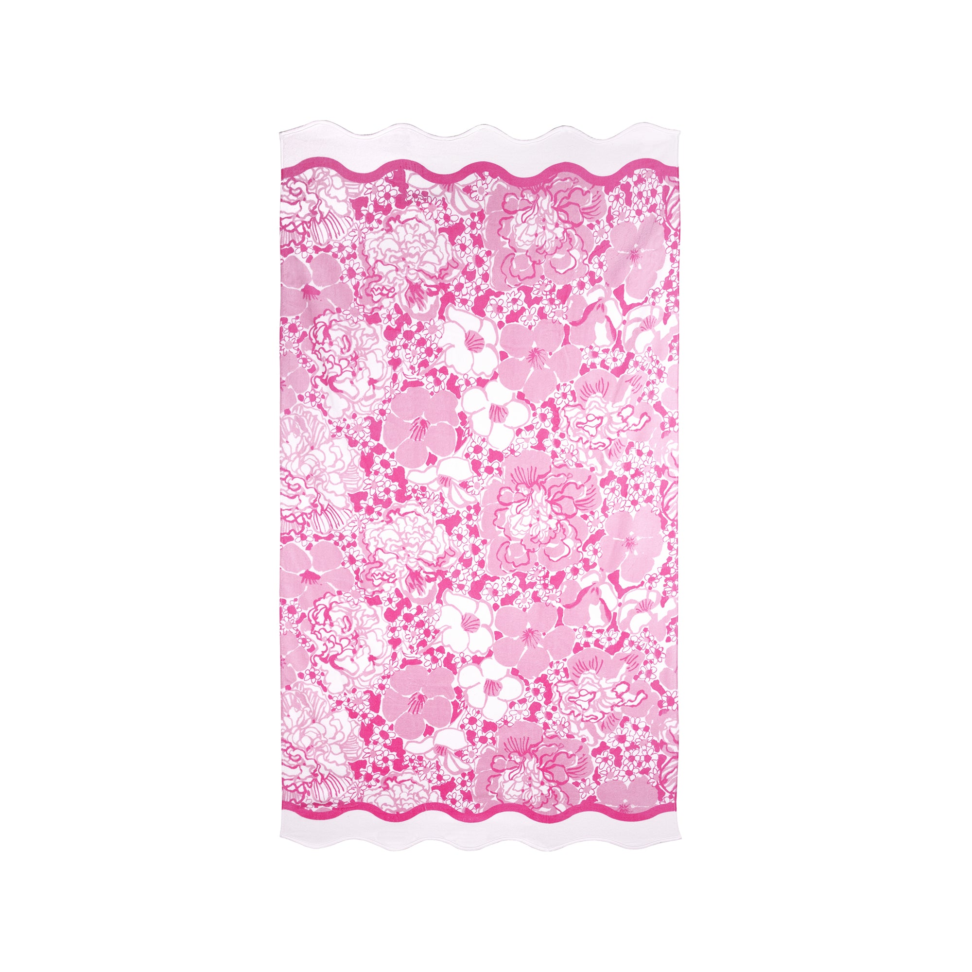 Scalloped Beach Towel, Conch Shell Pink Burst of J