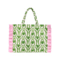 Ruffle Tote, Textured Palm Stripe
