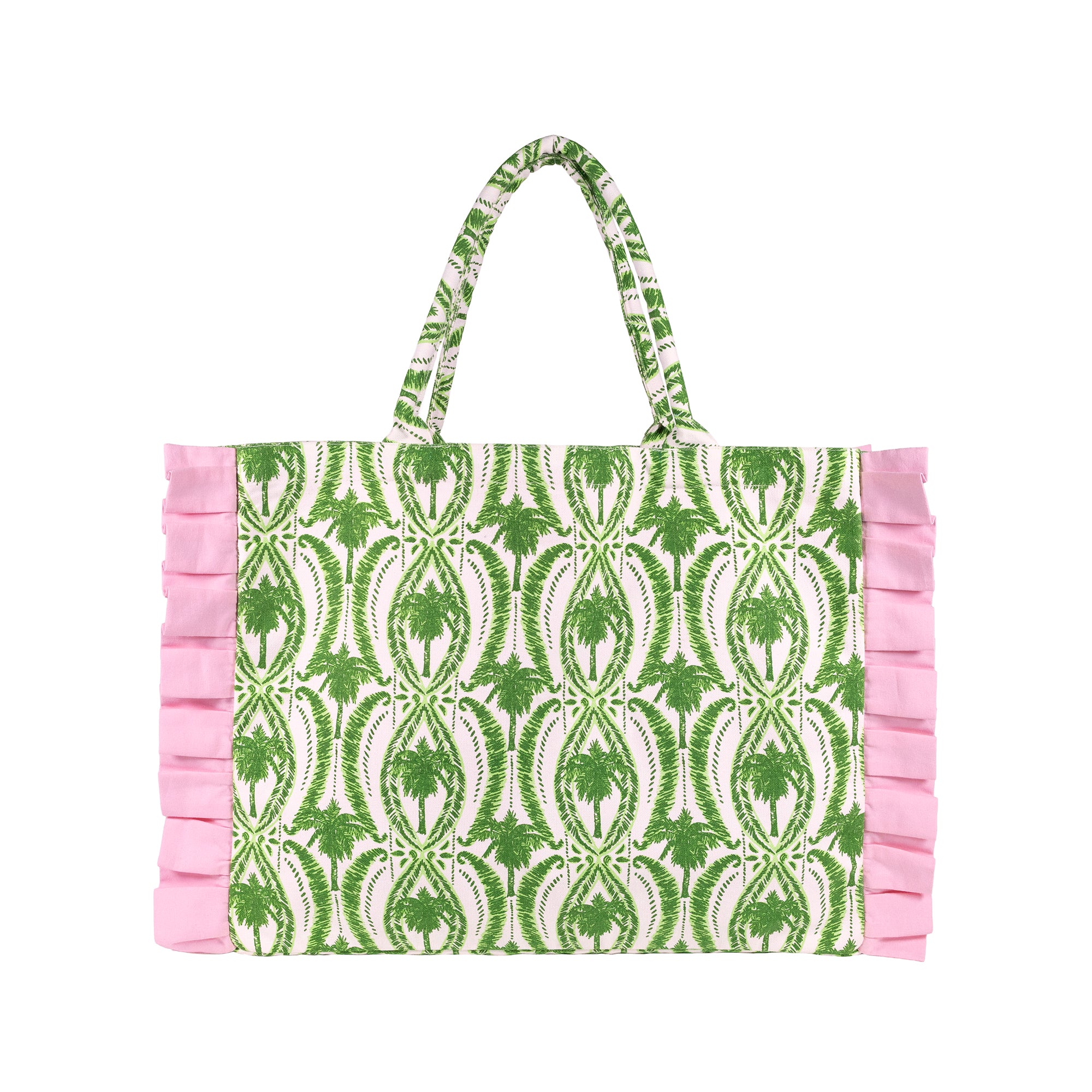 Ruffle Tote, Textured Palm Stripe