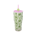 Stainless Steel Tumbler with Straw, Textured Palm