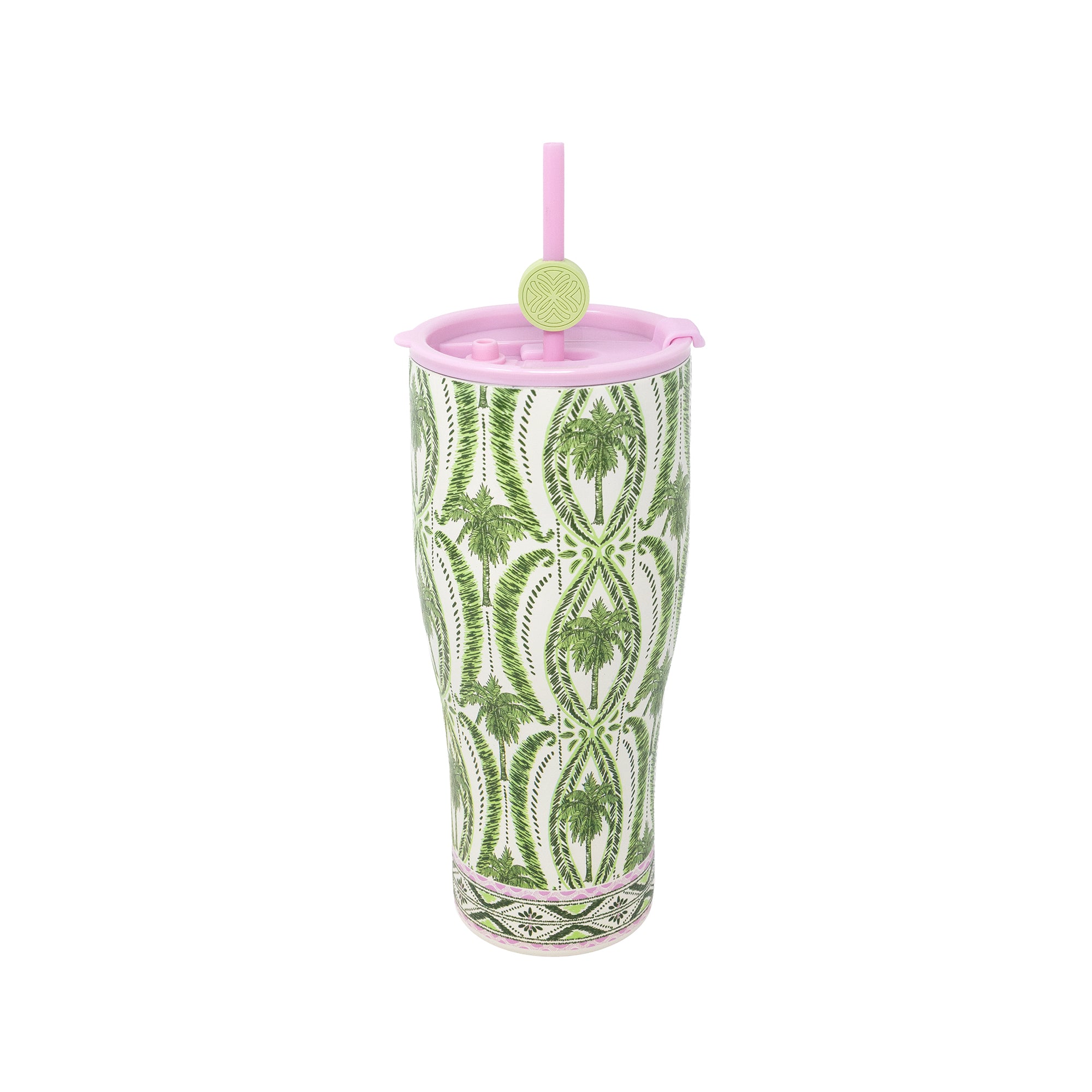 Stainless Steel Tumbler with Straw, Textured Palm