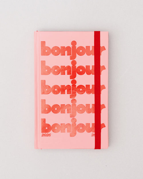 17 Month Classic Planner, Bonjour - Pink