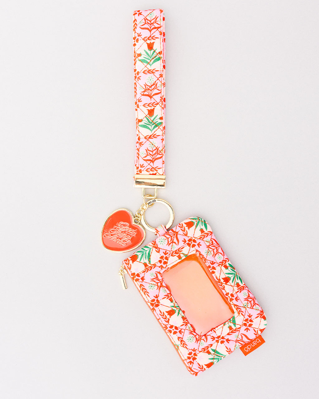 Wristlet Keychain, Pink Tile Floral
