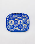 On-the-Go Tech Pouch, Blue Plaid Floral
