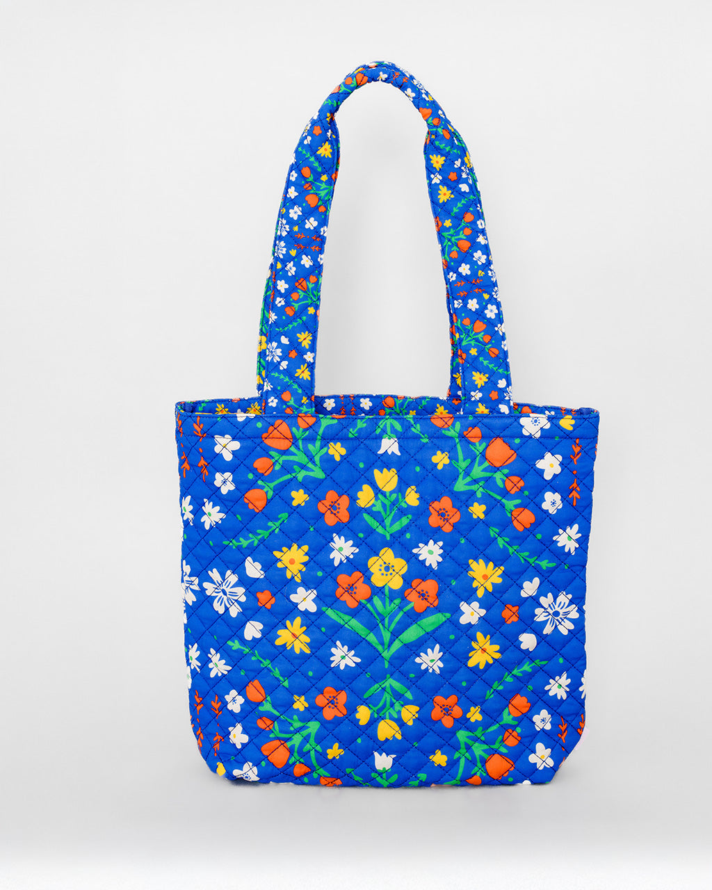 Quilted Tote, Blue Scandinavian Floral