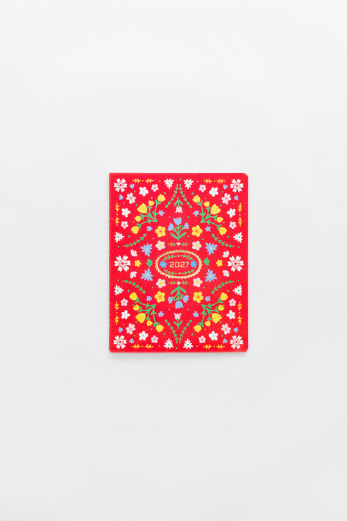 12 Month - Monthly Planner - Red Scandinavian Flor