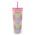 Double Wall Tumbler with Straw, Cottage Shells