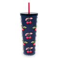 Double Wall Tumbler with Straw, Cherry Picking