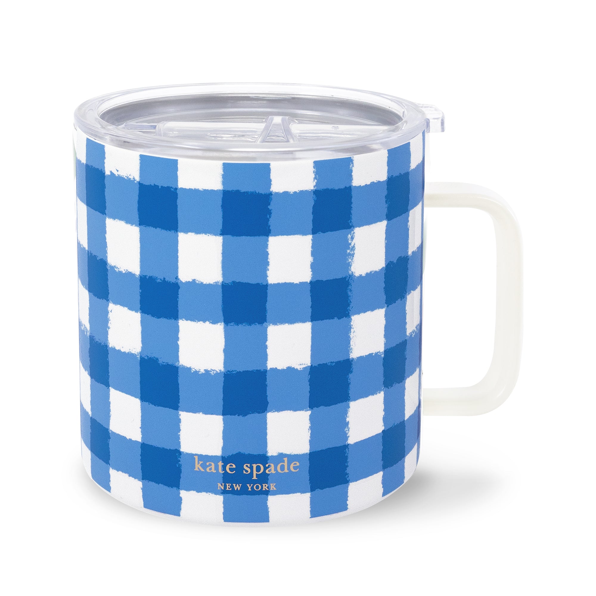 Stainless Steel Coffee Mug, Gingham