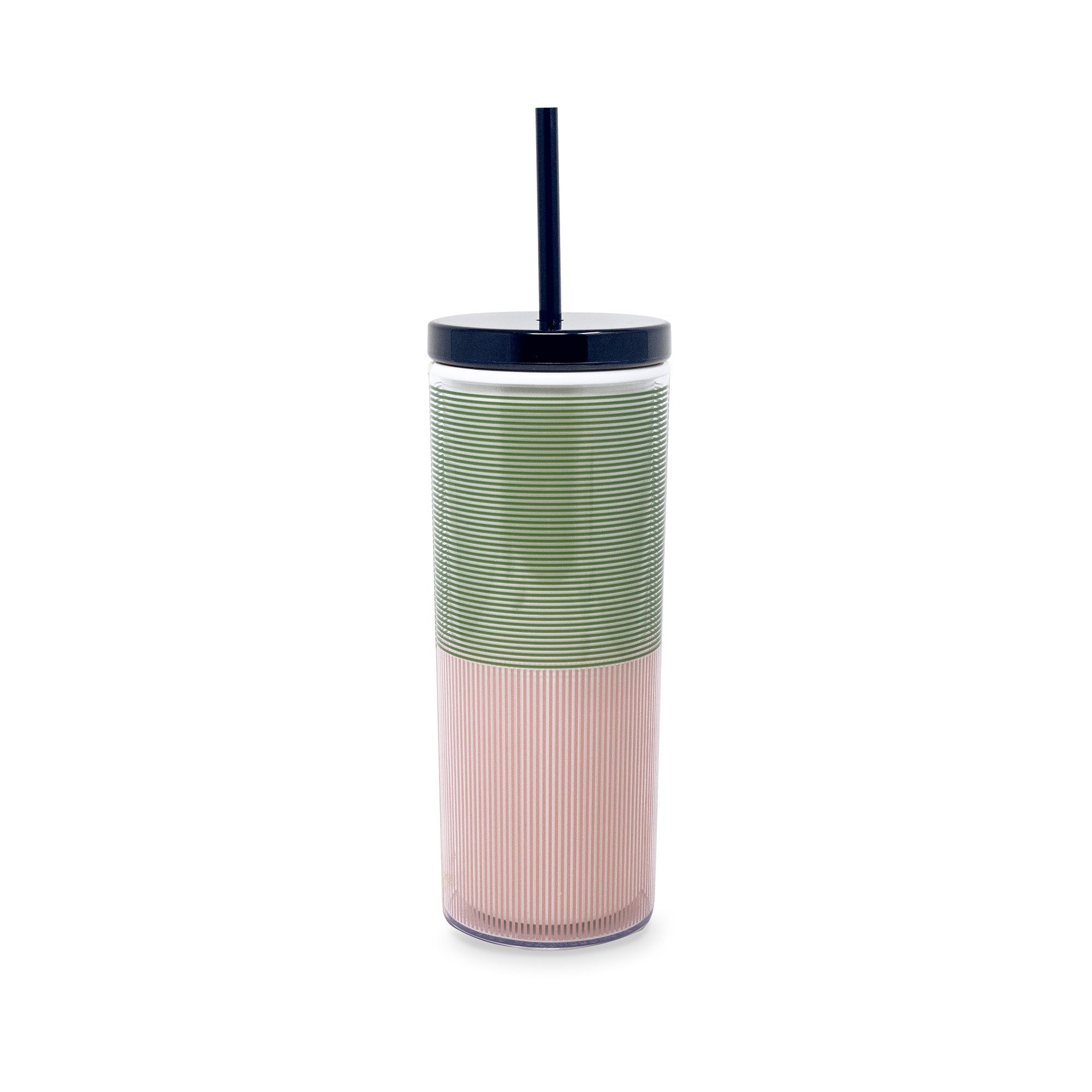 Acrylic Tumbler with Straw, Petite Stripe