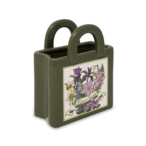 Mini Ceramic Tote Vase, Wildflowers