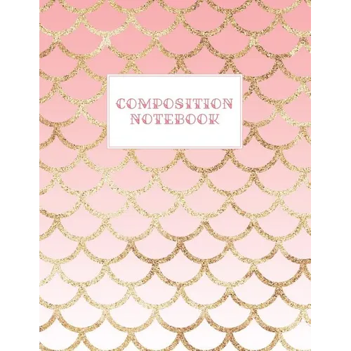 Composition Notebook: Wide-Ruled Coral Mermaid Style Fish Scale Design