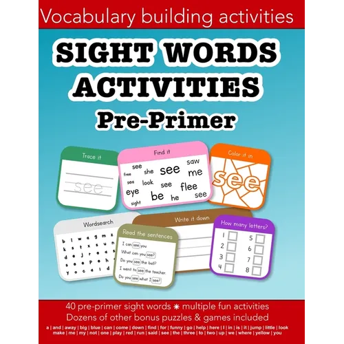 Sight Words Pre-primer vocabulary building activities: Education resources by Bounce Learning Kids