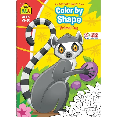 School Zone Color by Shape Animal Fun Workbook