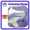 Swimming sharks: Mandarin, Pinyin and English.
