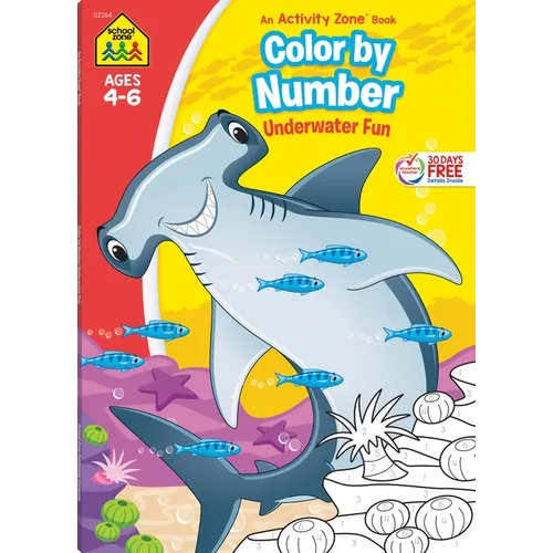 School Zone Color by Number Underwater Fun Workbook