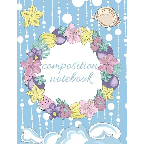 Composition Notebook: Tropical Beach Design, Collage Ruled Pages